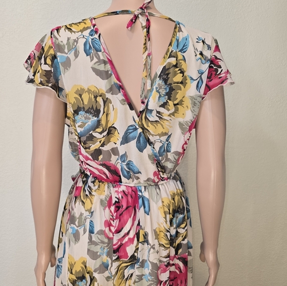 Band of Gypsies Floral Pink/ Yellow/Maxi Long Dress Boho Women's sz Larg Cottage - Picture 2 of 14